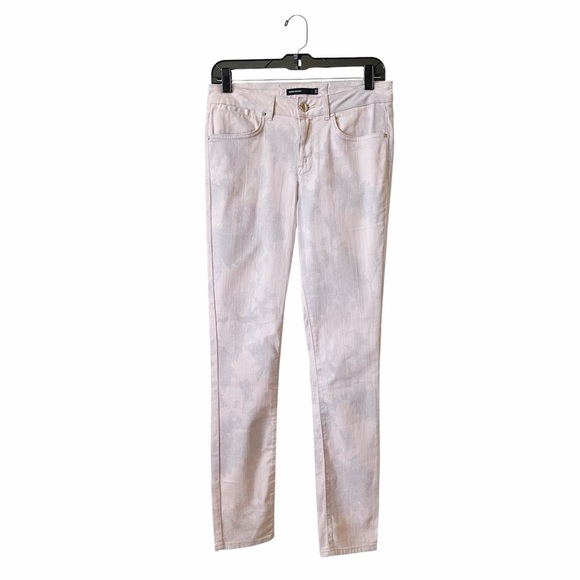 Karen Millen Skinny Jeans Women's Size 6 Rose Floral Stretch Mid Rise Designer - Picture 1 of 6